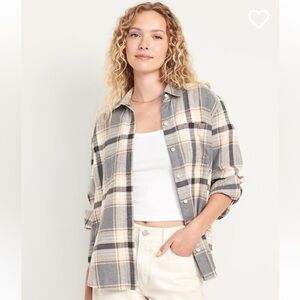 NWT Old Navy Flannel Shirt Women’s Small The Boyfriend Shirt Plaid 100% Cotton